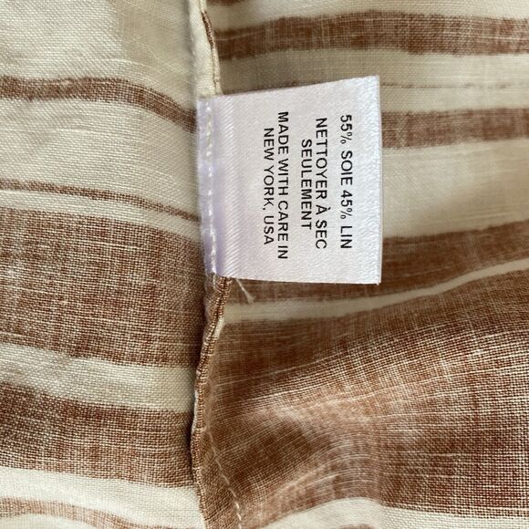 WHIT Style Sage Dress Open Tie Front Printed Serepe Stripes On Silk/ Linen Sz 2 - Picture 10 of 11